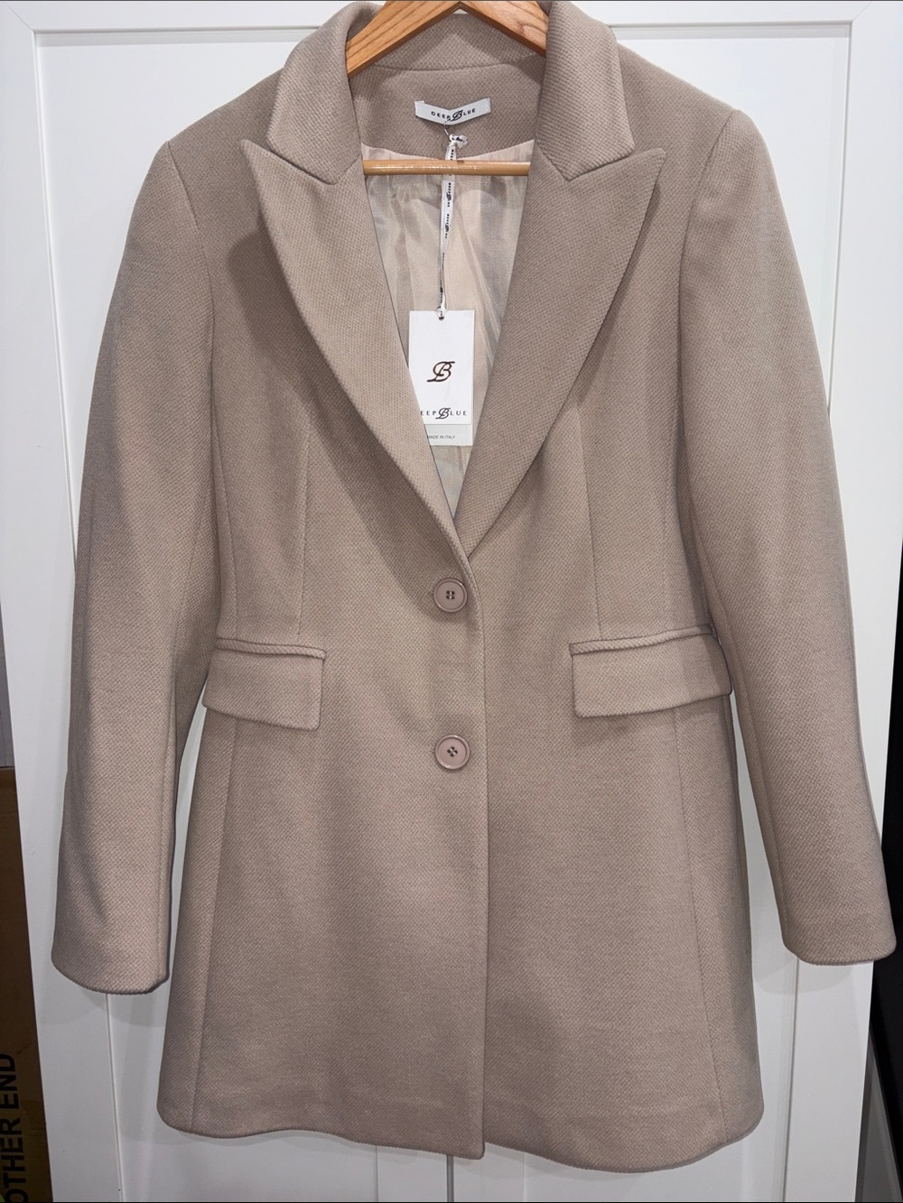 Made In Italy 🇮🇹 Women's Beige Tailored Wool-Blend Coat